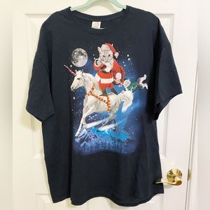 December 25th tee. Cat riding unicorn